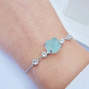 Raw Aquamarine Chain Bracelet