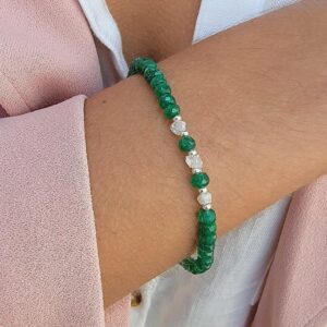 Genuine Emerald Raw Diamond Bracelet
