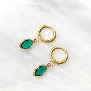 Marquise Hoops - Emerald