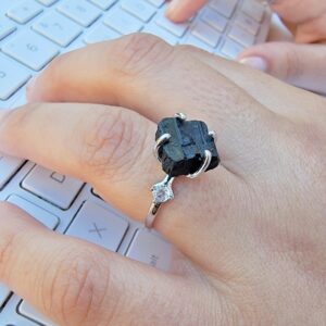 Raw Black Tourmaline Ring