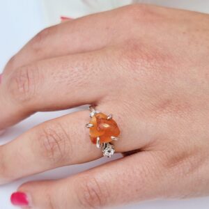Raw Carnelian Crystal Ring