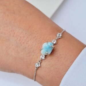Raw Larimar Chain Bracelet