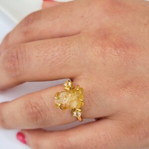 Real Raw Yellow Sapphire Ring